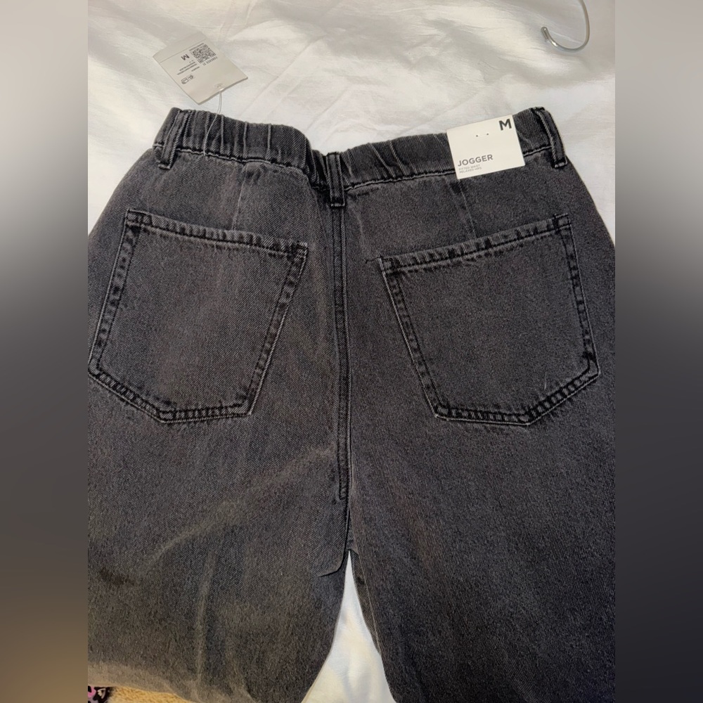 Black Denim Cargo Joggers size M